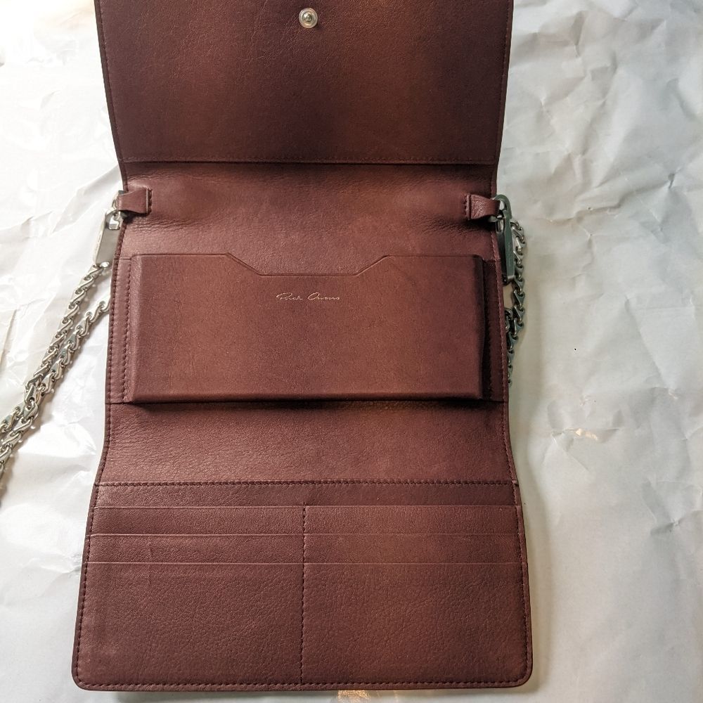 RICK Owens brown leather wallet chain new no tags - Picture 6 of 8